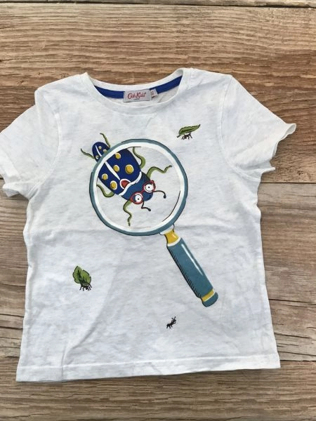Cath Kidston White Short Sleeve T-Shirt with Magnifying Bug Design