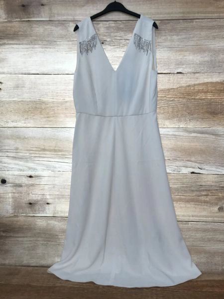 Art 365 Marella Ivory Sleevless Dress with Silver Bead Details