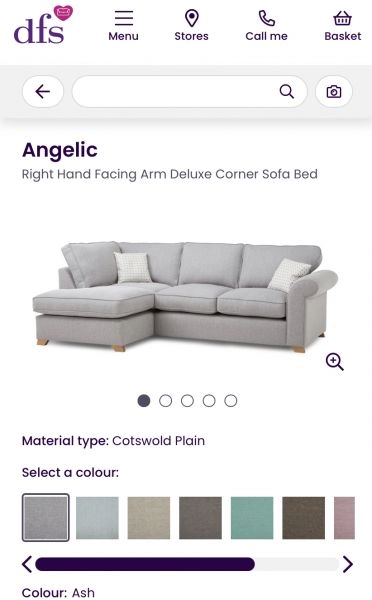 Grey DFS Angelic Corner Sofa Bed, Cotswold Plain RRP £1399