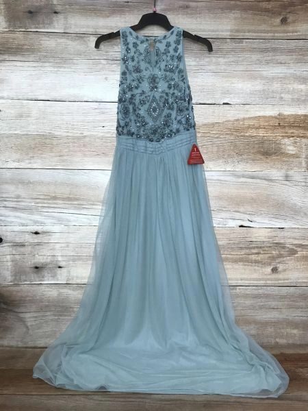 Frock and Frill Mint Green Floor Length Gown with Beaded Bodice