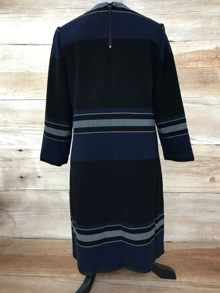 Tommy Hilfiger Black and Blue Striped Knee Length Dress