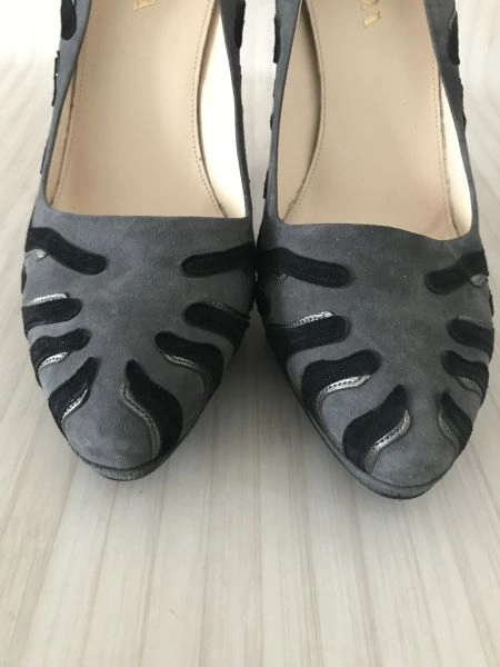 Prada Grey and Black Flame Detail high heels