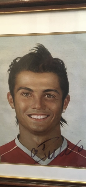 Authenticated Oil on Canvas Framed & signed portrait of Cristiano Ronaldo