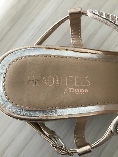 Dune head over heels gold metallic sandals