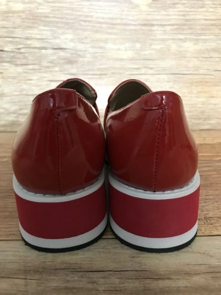 Heine Red Patent Wedge Loafers
