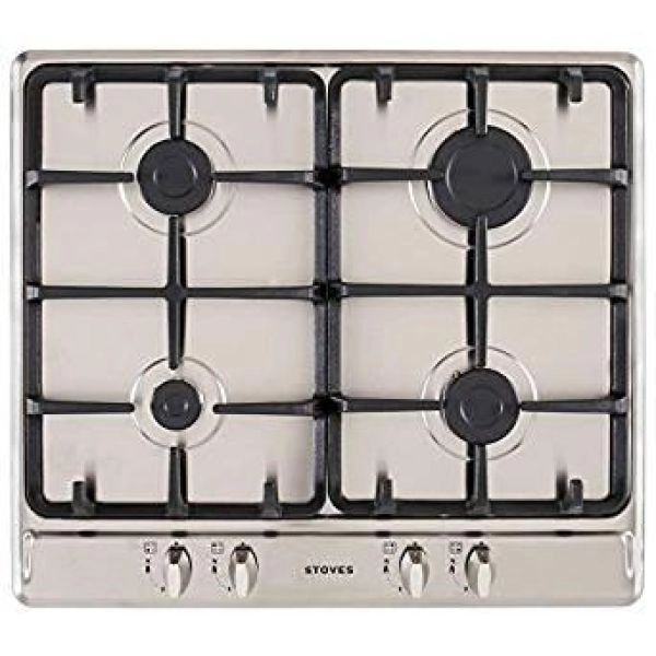 STOVES 60CM S/S GAS HOB-4 BURNERS-CAST IRON SUPPORTS-SUPERB