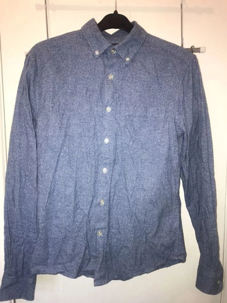 Men’s 100% Cotton Blue Denim Effect Long Button Down Shirt By Primark Size S