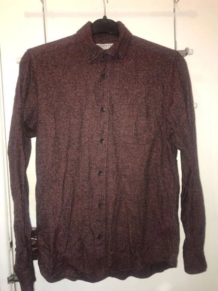 Men’s 100% Cotton Burgundy Long Button Down Shirt By ‘Cedarwood State’ Size XS