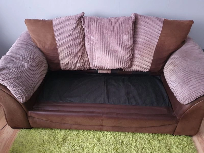 Brown jumbo cord sofa-bed
