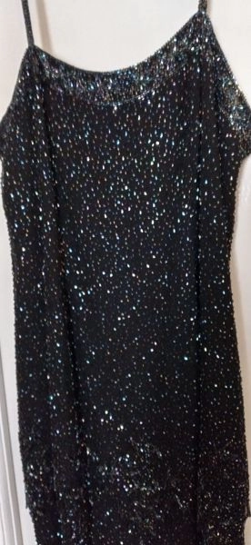 Black beaded silk dress size 16
