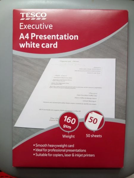 New A4 Presentation White Card