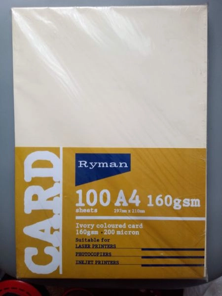 New Ryman Ivory Card A4 160gsm 100 Sheets