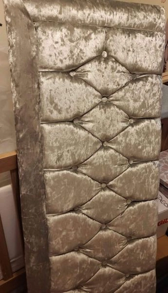 SILVER, CRUSHED VELVET, 20" HEADBOARD, DOUBLE BED SIZE [BNWT]