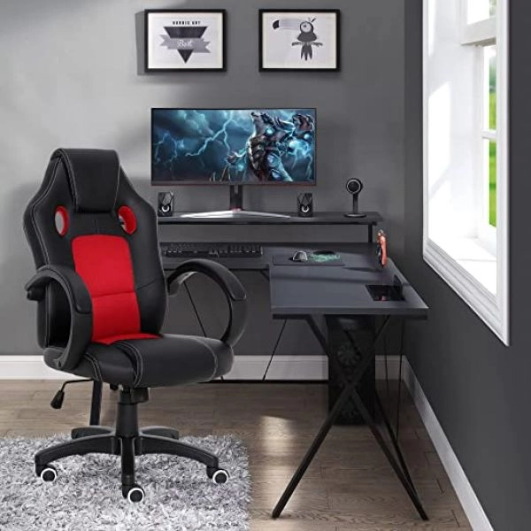 Millhouse New Designed Racing Sport Swivel with Back Support Office Gaming Chair X2710S [Black-Red]
