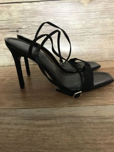 Asos black strappy heels