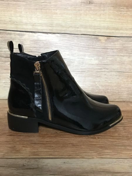 Lunar Low Heel Patent Ankle Boots