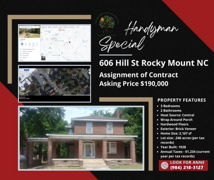 House on Hill St Rocky Mount NC for Sale