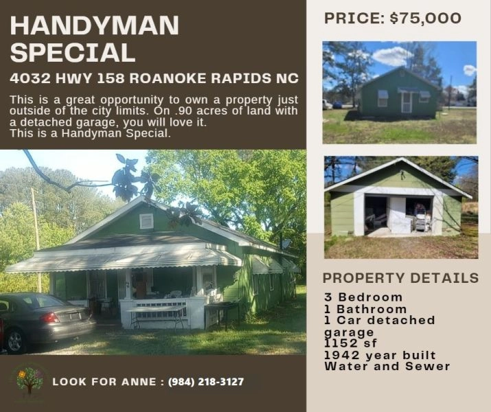 House on Hwy 158, Roanoke Rapids NC for Sale