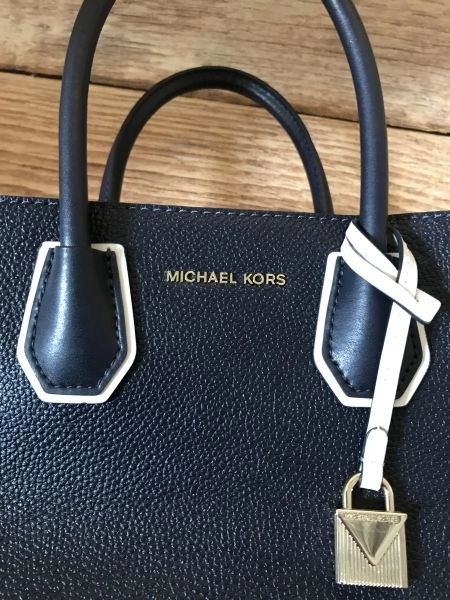 Michael kors navy and white handbag