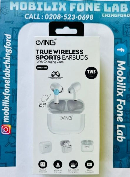 True Wireless Sports EarPods Earbuds TWS ANG M6 Good Sound Quality Headset for iOS and Android