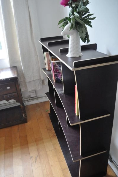 Designer black painted wooden shelf