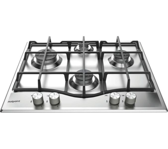 HOTPOINT 60CM S/S BUILT IN GAS HOB-4 BURNERS-CAST IRON- delivery available for a fee