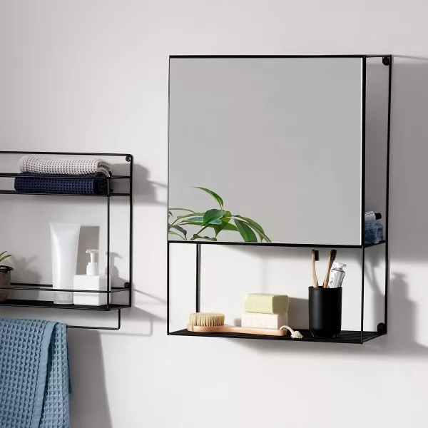 Stunning new Made.com Bathroom Shelving Units with Mirror, Calypso, Black. £50. RRP: £100