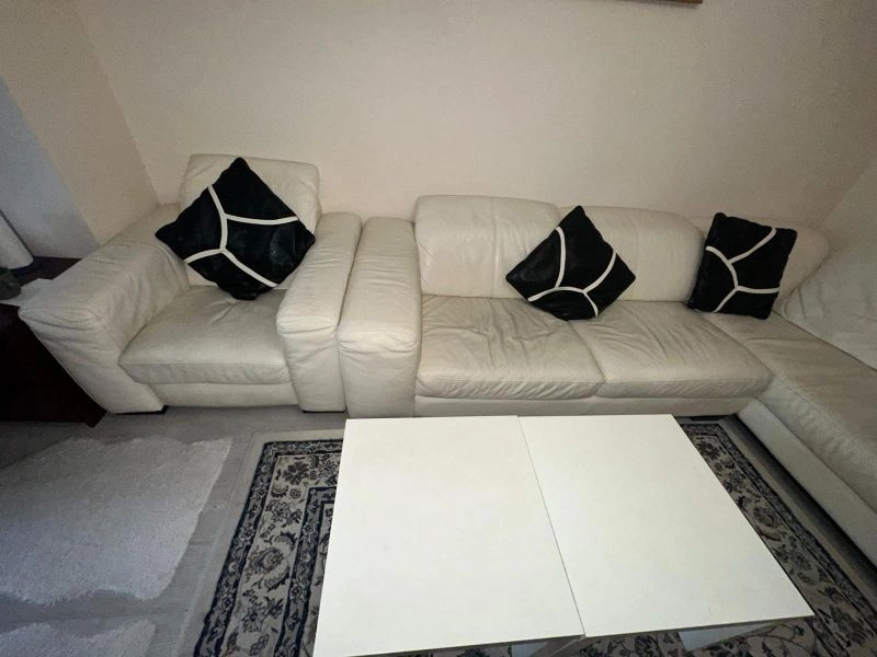 L Shape Corner Sofa Set DFS White Leather