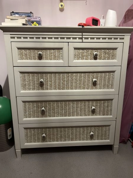 White 5 drawer chest of drawers - solid wood [not IKEA]