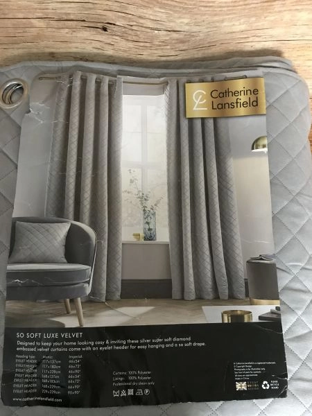 Catherine lansfield sliver velvet curtains
