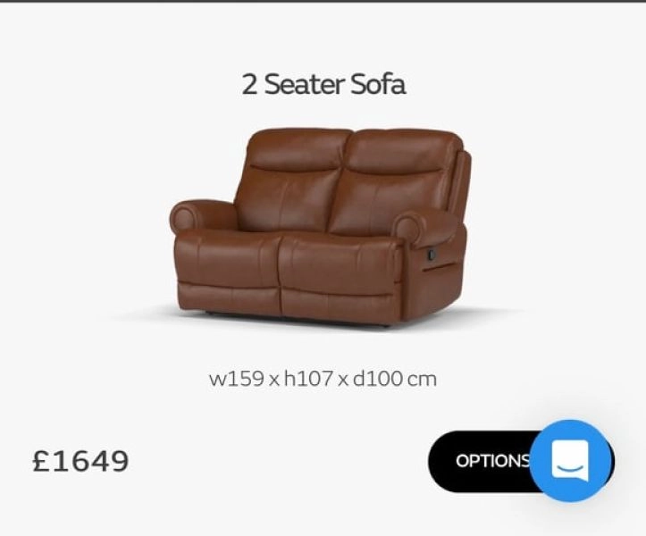 2 seater new leather recliner