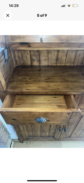 Vintage wooden cabinet used Irish Coast Antique Pine Drinks Cabinet.