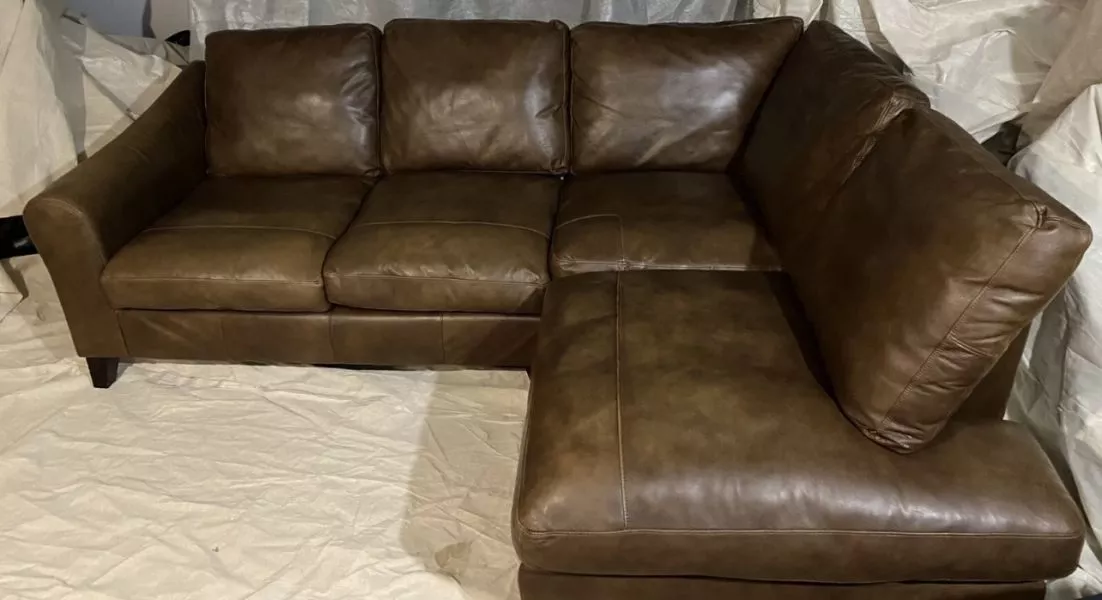 Laura Ashley Baslow corner sofa brown leather settee