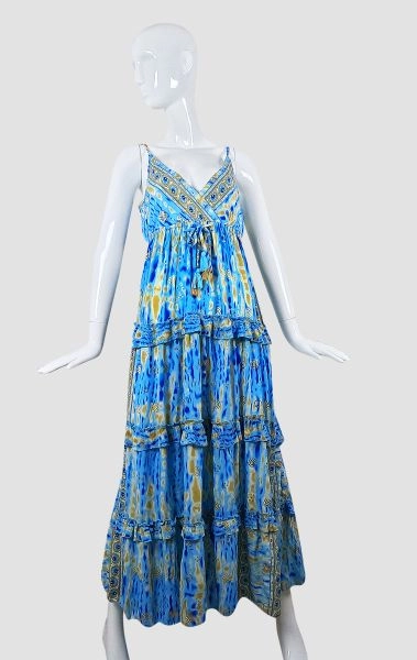 Long Blue Ruffle Dress