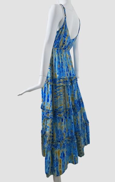 Long Blue Ruffle Dress