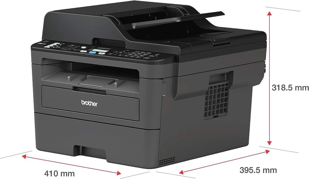 Brother MFC-L2710DW Mono Laser Printer - All-in-One, Wireless/USB 2.0, Printer/Scanner/Copier/Fax Machine, 2 Sided Printing, A4 Printer, Small Office/Home Office Printer, Dark Grey/Black