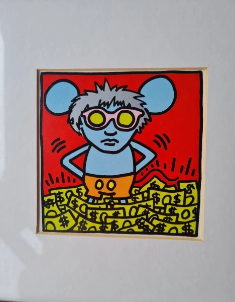 Pair of framed 'Andy Mouse' prints by Keith Haring