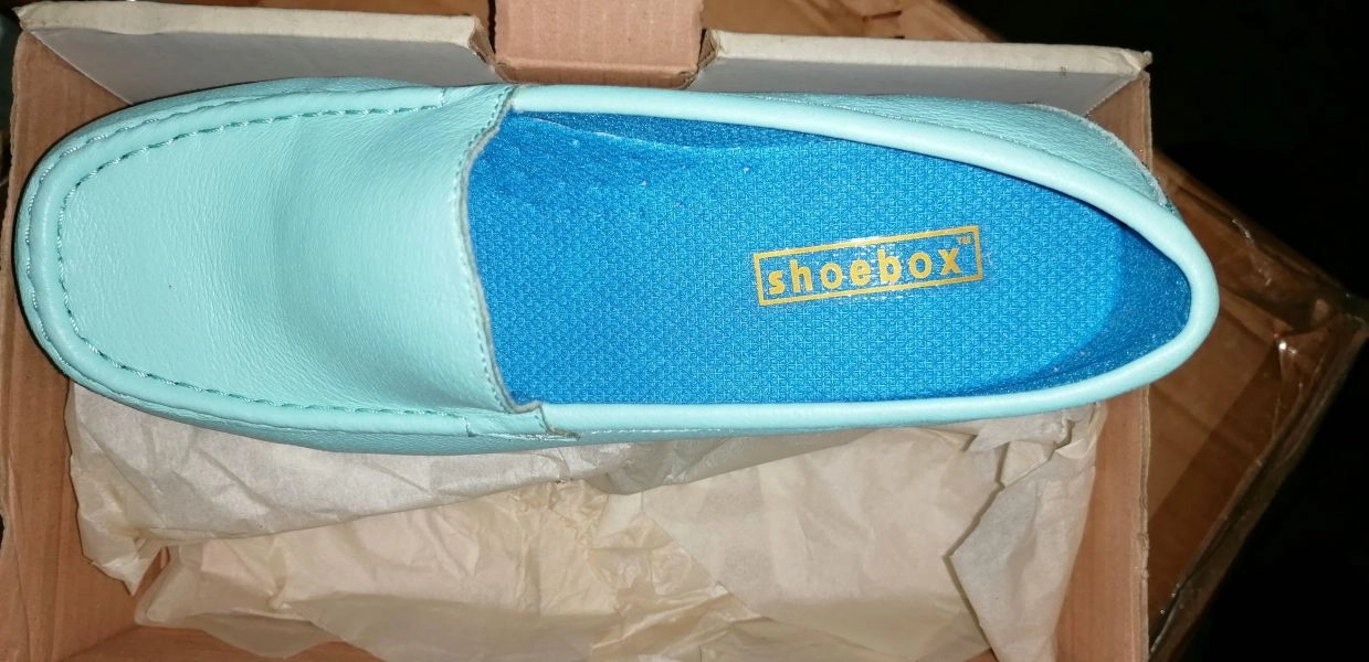 Pale Blue Leather Flat Shoe