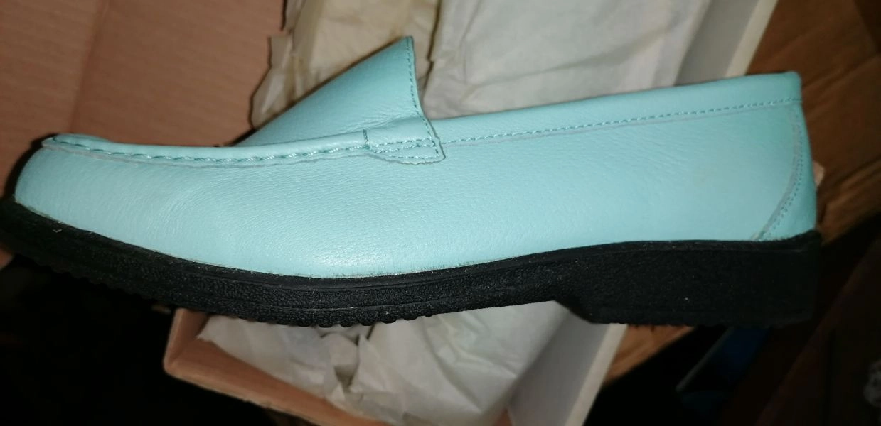 Pale Blue Leather Flat Shoe