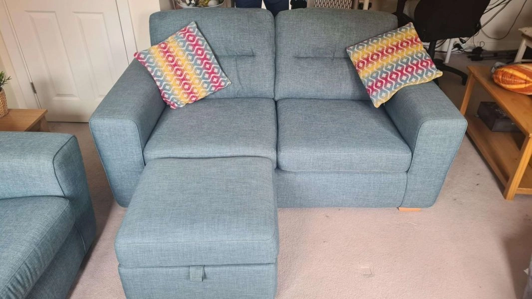 DFS Sofa Suite - 2x Large 2 Seater Sofas + Storage Foot Stool