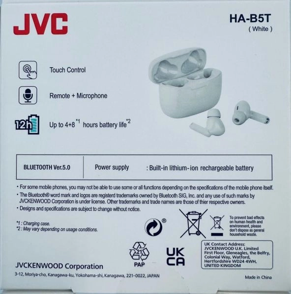 Brand New JVC HA-B5T True Wireless Earbuds Earpods Earphones Headset for iPhones and Samsung Models