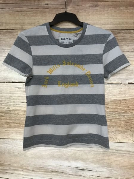 Jack Wills Grey and White Short Sleeve Graphic Round Neck T-Shirt