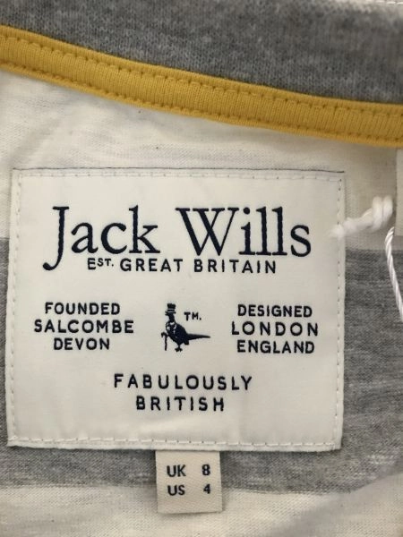 Jack Wills Grey and White Short Sleeve Graphic Round Neck T-Shirt