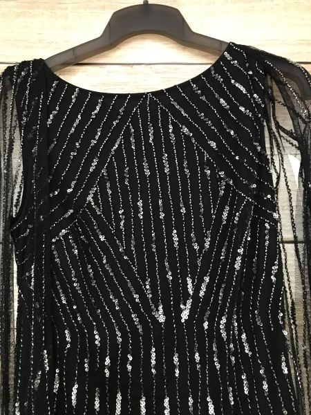 Adrianna Papell Black Short Length Sleeveless Dress with Silver Bead Embellishment