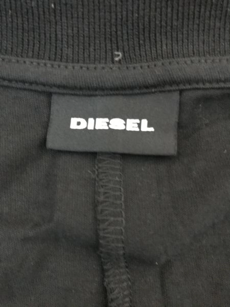 Diesel Black Polo Neck Short Sleeve T-Shirt with Word Print on Front