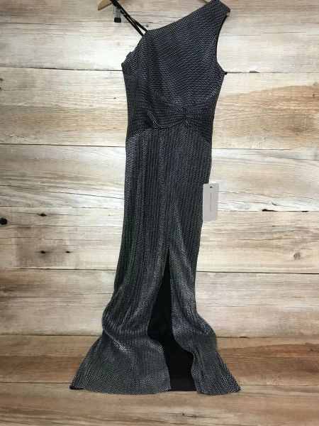Adrianna Papell Black Long Length One Shoulder Gown Dress