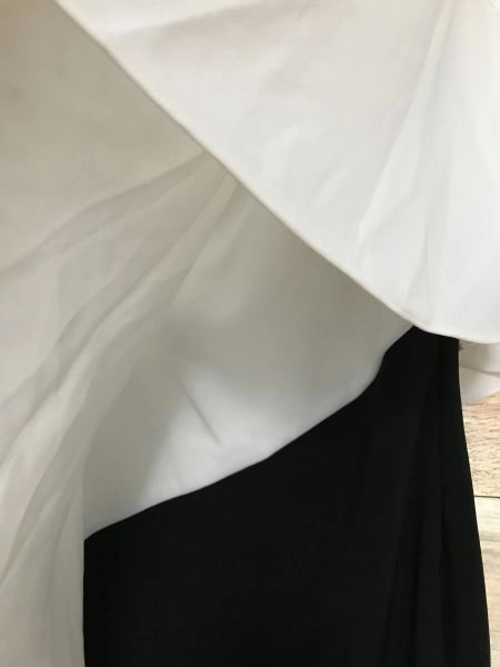 Ralph Lauren Black and White Long Length One Shoulder Peplum Style Dress