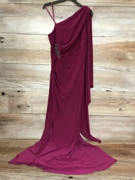 Adrianna Papell Pink Floor Length One Shoulder Gown with Embellished Side Detail