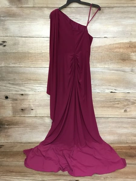 Adrianna Papell Pink Floor Length One Shoulder Gown with Embellished Side Detail