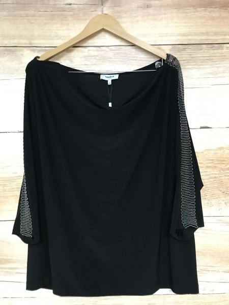 Studio 8 Black Loose Fit Top with Silver Sleeve Embellishments